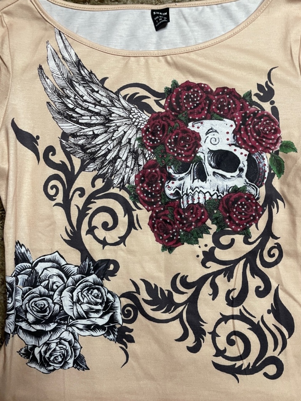 Shein y2K skull woman’s shirt size small - Picture 2 of 5
